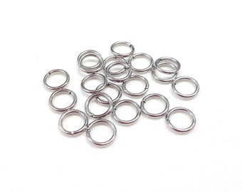 Anillas abiertas de acero inoxidable 304 de 5x0,7 mm, calibre 21, resistentes al deslustre, color acero natural de alta calidad, anillas muy pequeñas - 50 unidades