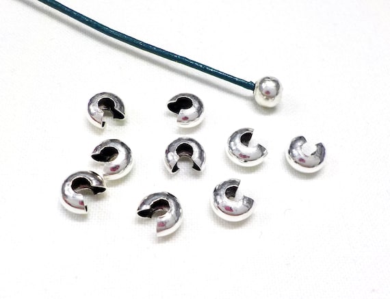Wholesale Silver Color Plated Brass Crimp End Beads Covers for