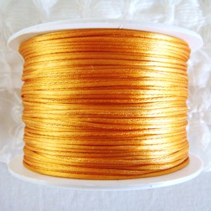 Orange Satin Cord 1mm, Silk Satin, Rattail Cord, Shamballa Cord, Kumihimo Cord, Macrame Cord - 4,5m/5 yards approx.(1 piece)