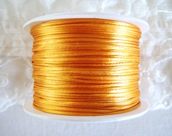 Orange Satin Cord 1mm, Silk Satin, Rattail Cord, Shamballa Cord, Kumihimo Cord, Macrame Cord - 4,5m/5 yards approx.(1 piece)