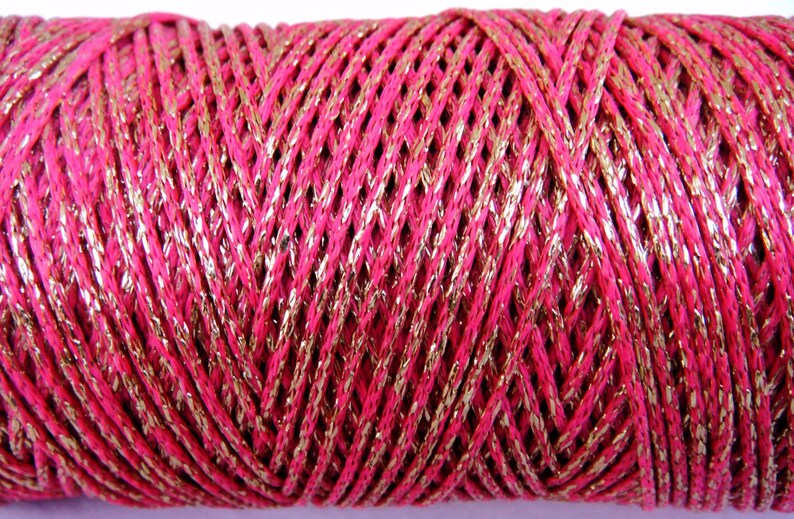 Fuchsia Gold Metallic Waxed Cord 1mm Macrame Waxed Cord Etsy