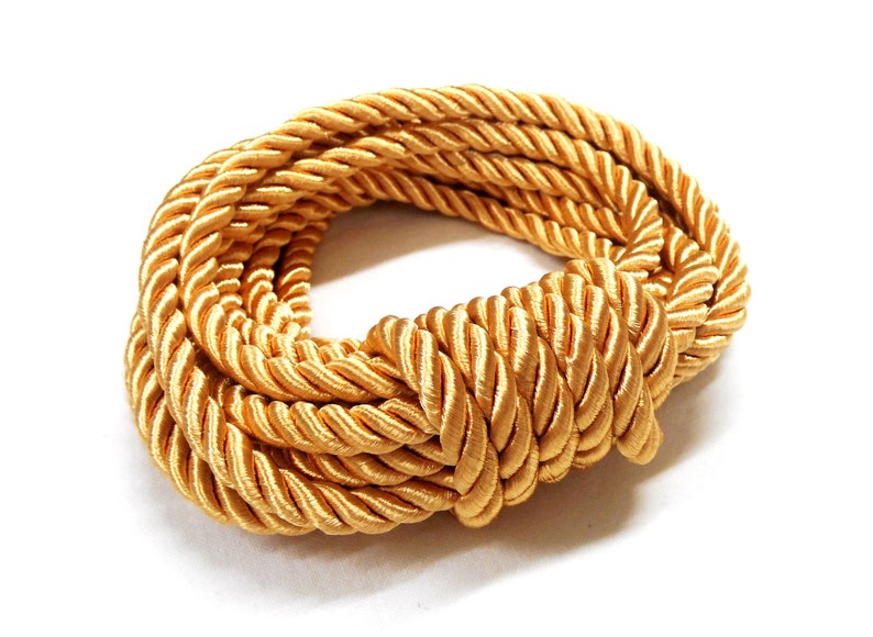 5mm Gold Satin Twisted Cord Wrapped Thread Cord Rope Cord Etsy