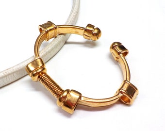 Gold Plated Cuff Bracelet, Bangle Blanks Bracelet, Flexible Cuff Bracelet Base, Adjustable Bracelet Blank, Open Design Bracelet, 78mm - 1pc