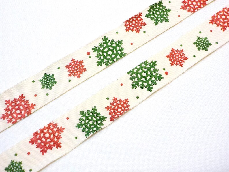 Cotton Printed Snowflake Ribbon Christmas Ribbon Home Decor | Etsy