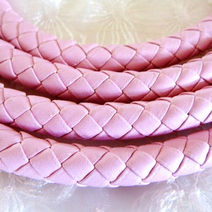 Pink Braided Vegan Leather Cord, Faux Leather 9-10mm Cord, Perfect for Bracelets or Necklaces, Sold in 40cm/15,7" Lengths