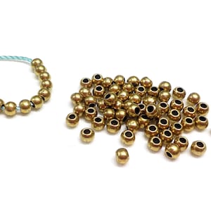 Bronze Zamak Balls, Small Bronze Beads, Bronze Metal Rondelle, Bronze Round Ball, Tiny Metal Spacer, 3.2x2.6mm (Ø 1.2mm) - 15 pcs