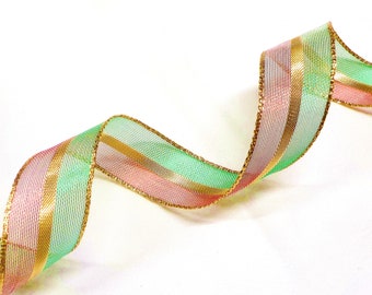 Red Green Gold Metallic Ribbon, Sparkle Double Sided Ribbon, Christmas Home Decor, Card Hat Jewelry Bag Shoe Bow Making Ribbon 25mm - 1 yard