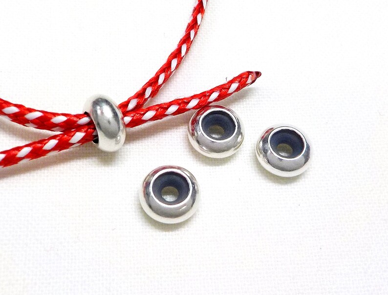 Silver Stopper Beads With Rubber Tube Slider Stopper Beads Etsy