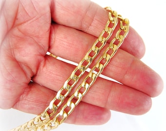 Gold Plated Flat Curb Chain, Aluminum Chain, Very Strong, Open Link Chain, 9.5x5.5x1.5mm- 1 yard/0.92m approx. (1 piece)