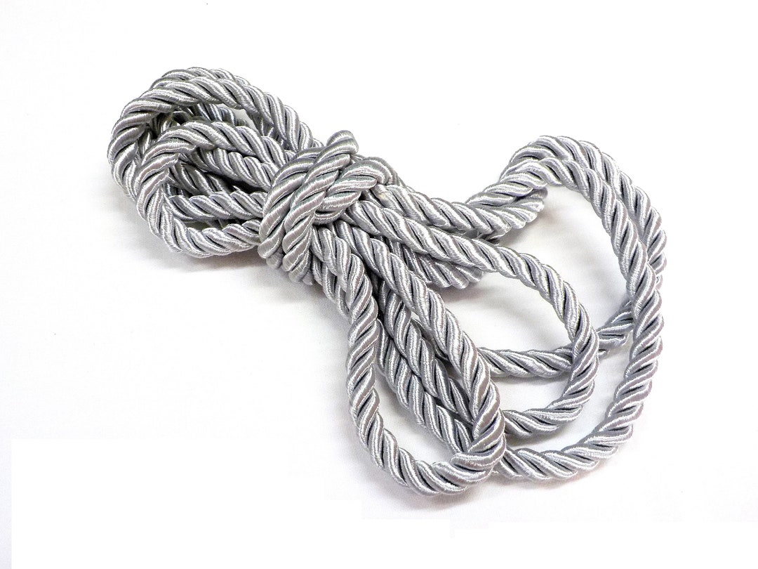 7mm Silver Satin Twisted Cord, Wrapped Thread Cord, Artificial Silk ...