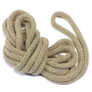 Cordino ovale intrecciato beige grigio, cordino semi-morbido, cordino in seta artificiale, cordino con motivo a rete, 10 x 8 mm circa - 16 pollici (1 pezzo)