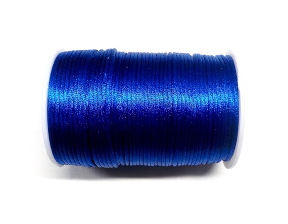 Dark Blue Satin Cord 2mm, Silk Satin, Rattail Cord, Shamballa Cord