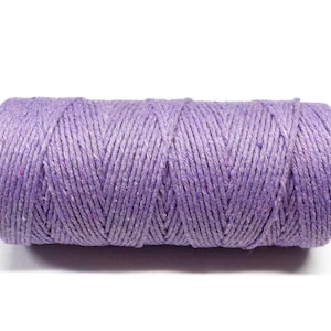 1.5mm Lilac Purple Macrame Cotton Rope, Twisted 100% Recycled Cotton Cord, Twisted Cotton String, Bakers Twine - 10 yards (1 piece)