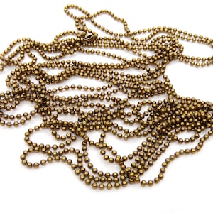Brass Antique Ball Chain, Bronze Ball Tag Chain 2mm - 1 yard /0,92m approx.(1 piece)
