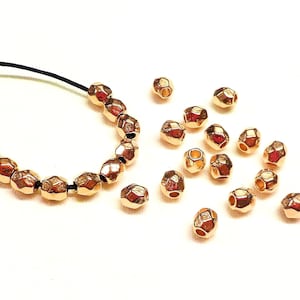Rose Gold Zamak Faceted Beads, Small Spacer Beads, Pink Gold Metal Beads, Tiny Faceted Spacer Beads, 4mm (Ø 1.4mm) - 20 pcs