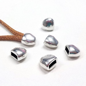 Silver Plated End Caps Irregular Hats (without Loop and Hole) for 5mm Flat Cord, Leathers Edge, Cord Terminators, 9x10mm (Ø 6x2.5mm) - 2 pcs