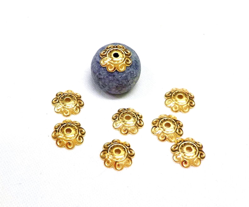 Gold Plated Flower Bead Caps Bead Ends Small Flower Bead Etsy