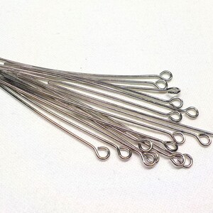 Rhodium Plated Over Brass Eye Pins, Eye Head Pins, Wire Wrapping ...