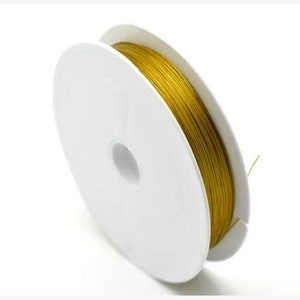 Beading Wire, Gold Tone .35mm/.014&quot; Nylon Coated Stainless Steel Wire, Tiger Tail Wire, Strong Bead Stringing Wire 27 Gauge - 5 yards/1 pc