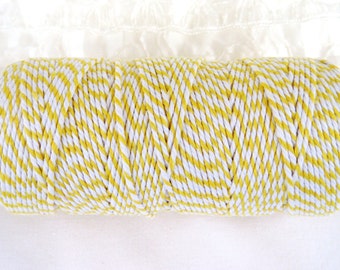 Yellow White Twisted Cotton Cord, Twisted Cotton String, Bakers Twine 1,5mm approx.- 10 yards / 30 feet approx.(1 piece)