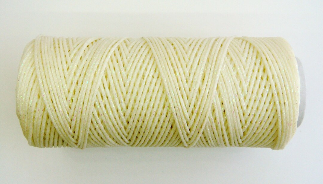 Ivory Pearl Metallic Waxed Cord 1mm, Macrame Waxed Cord, Twisted Cord ...