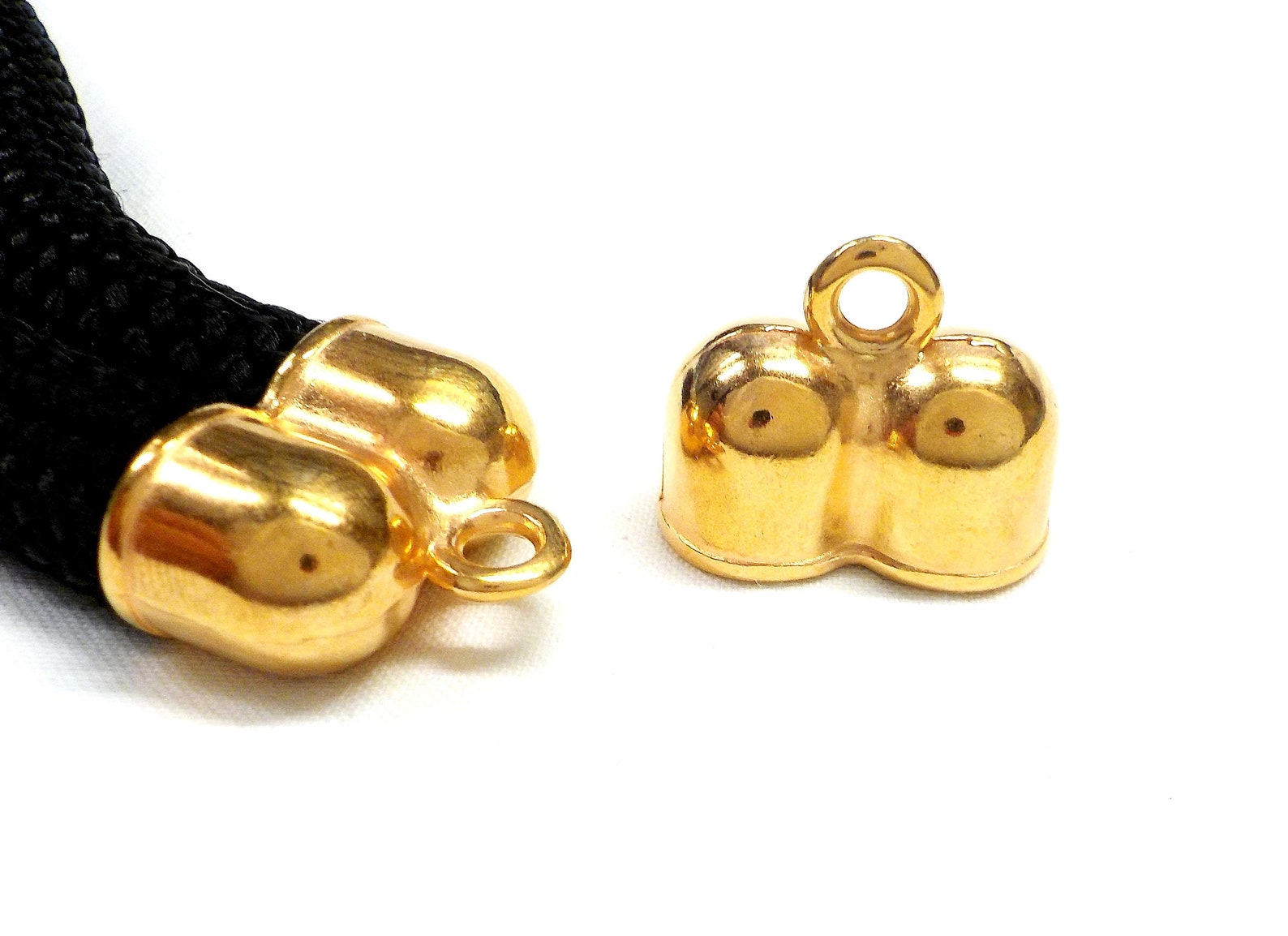 Gold Double End Caps 25x20x13mm Ø 10.2mm Each Hole Cords Etsy