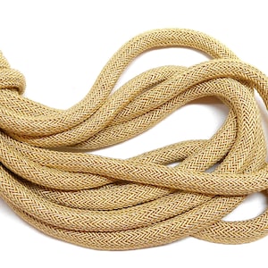 Beige Braided Rope Cord, Semisoft Trim Cord, Artificial Silk Cord, Round Cord 8mm approx. - 18&quot;/46cm approx. (1 pc)
