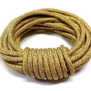 Gold Metallic Climbing Cord, Semisoft Rope Cord, Metallic Round Cord 5mm approx. - 1 Yard/ 1 piece