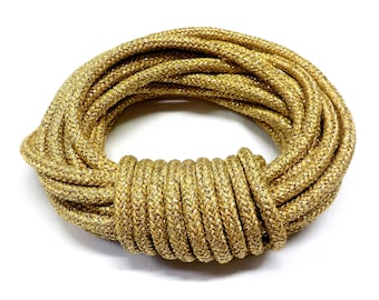 Gold Metallic Climbing Cord, Semisoft Rope Cord, Metallic Round Cord 5mm approx. - 2 Yards/ 1 piece