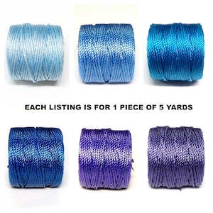 S-Lon, Superlon Tex 400 0,9 mm, cordino di perline blu pesante, cordino di perline in nylon intrecciato per Kumihimo, macramè, braccialetti dell'amicizia - 5 iarde