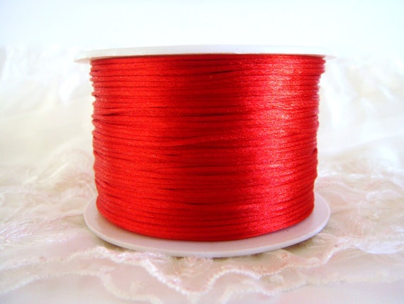 Red Satin Cord 1mm, Silk Satin, Rattail Cord, Shamballa Cord