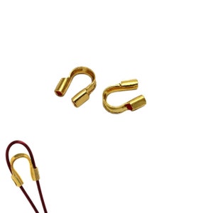 Gold Plated over Brass Wire Guards, Guardian Thread Protector, Cable Thimbles, Non Tarnish 0.56mm - 10 pieces