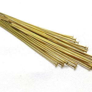 Headpins Raw Brass Flat Head Pins, Wire Wrapping Jewelry, 21 Gauge Headpins, 50mm /0.7mm (2&quot;/0.028&quot;) - 25 pieces