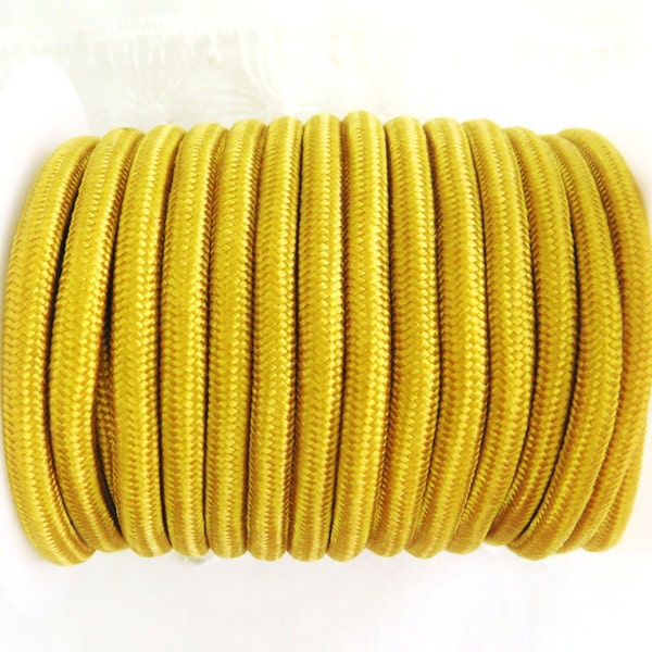 Braided Trim Rope Cord, Semisoft Climbing Cord, Gold Striped String Round Cord 5mm approx. - 2 Yards/ 1.85m (1 piece)