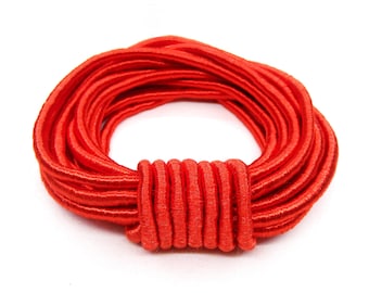Wrapped Silk Satin Cord, Red Satin Cord, Soutache Wrapped Thread Cord 4mm, Rope Cord- 1 Yard/  0,92m approx.(1 piece)