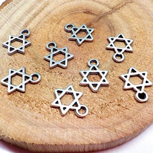 Silver Plated Star of David Charm, Star of David, Hexagram Star Charm, 6 Point Star, Magen Shield Hanukkah Charm, Jewish Charm 9x10mm - 5pcs