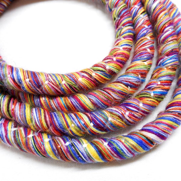 Multi Color Wrapped Thread Rope Cord, Covered Cording Fibre Wrap Cord, Fiber Fabric Wrap Cord, Hemp Twine Cord, 10-11mm - 1Yard/ 92cm (1 pc)