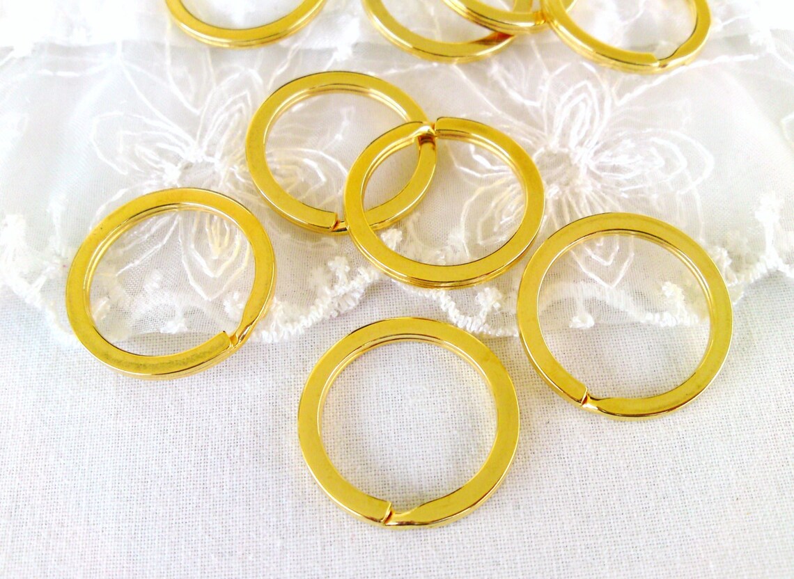 Gold Plated Split Key Rings Large Round Key Rings Stainless Etsy