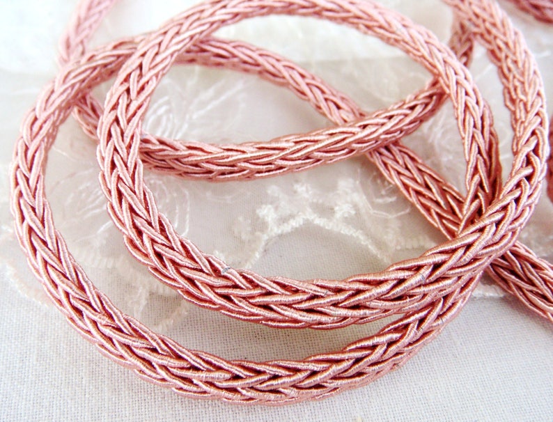 Salmon String Cord 7x4mm 1 piece 1 Yard0.92m approx. Oval Braided Trim Cord Licorice Style Rope Semisoft Cord