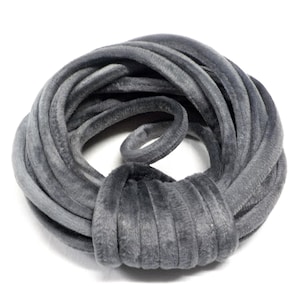 Cordoncino rotondo in velluto da 7 mm, cordoncino girocollo, girocollo in velluto, cordoncino in tessuto tubolare grigio, cordoncino in velluto tubolare, cordoncino in velluto grigio - 1 iarda/92 cm (1 pezzo)