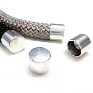 999 Silver Plated over Brass End Caps 12x10mm (without Loop and Hole) for 10mm Cord, Cords Edge, Brass Hat, Cord Terminators (Ø 10mm)- 2 pcs