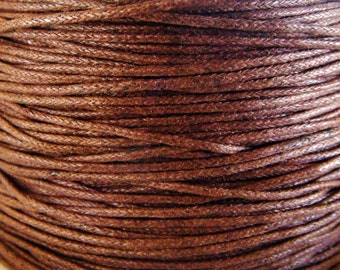 Brown Waxed Cord 1mm, Cotton Cord, Twisted Cotton String, Bakers Twine, Macrame Cord - 10 yards/ 9.2m approx.(1 piece)