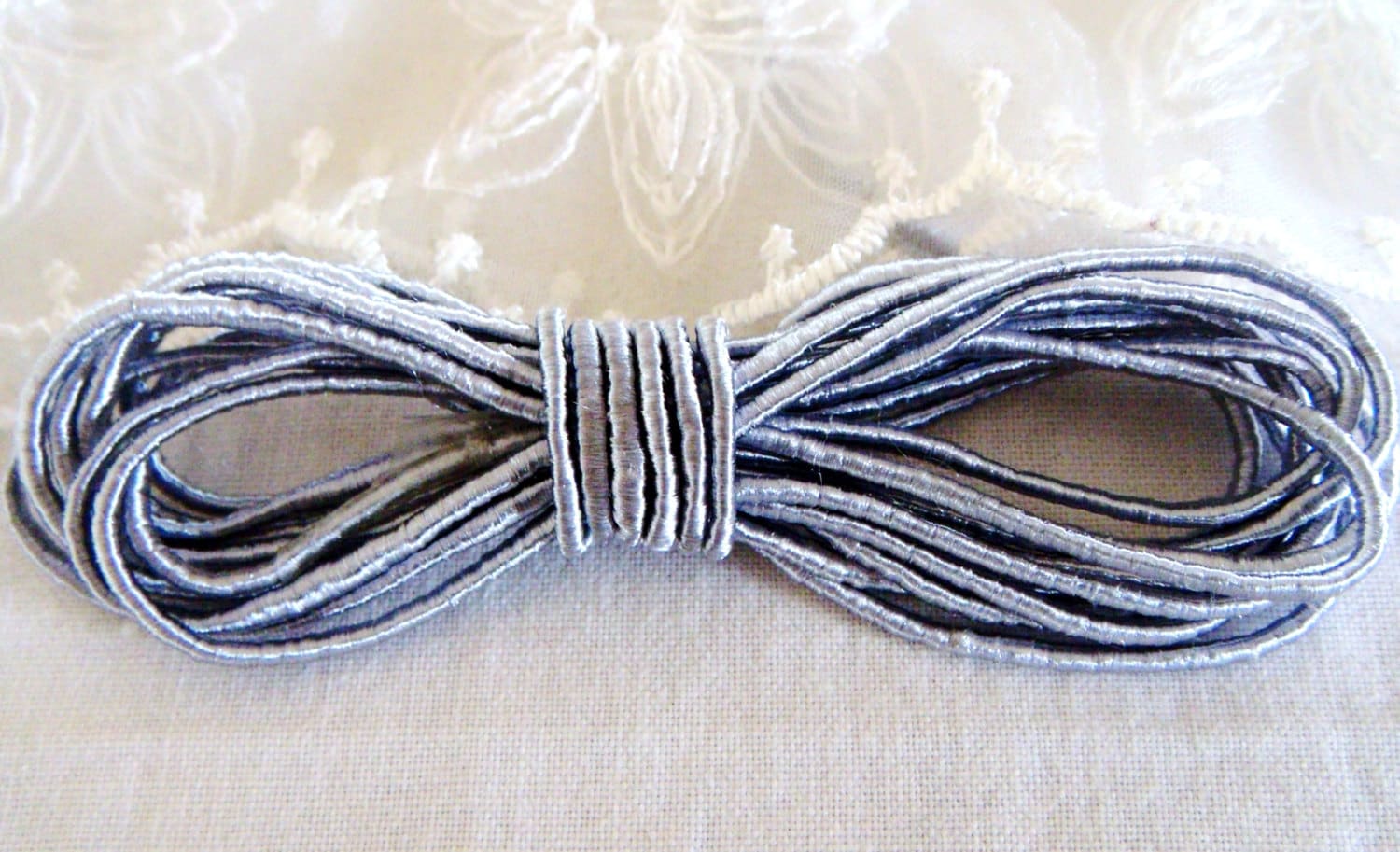 Wrapped Silk Satin Cord Silver Satin Cord Soutache Wrapped | Etsy
