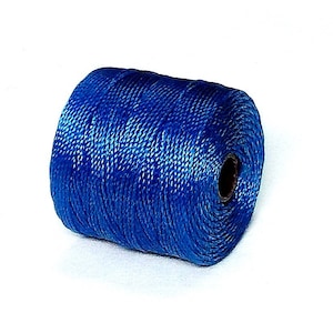 S-Lon, Superlon Tex 210 0.5mm Regular Blue Bead Cord, Twisted Nylon Bead Cord for Kumihimo, Macrame, Friendship Bracelets - 5 Yards