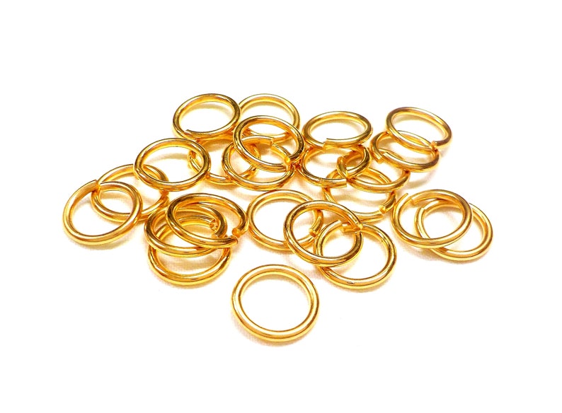 Gold Jump Rings 12mm x 9mm x 1.5mm 6 pieces 15 Gauge Non Tarnish Gold Plated over Brass High Quality Big Jump Rings