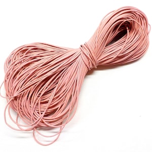 1mm Pink Leather Cord, Genuine Leather Round Cord, Greek High Quality Leather Cord, Very Soft Leather Cord - 2 Yards /1.85 m approx.