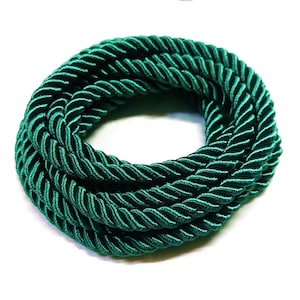 8mm Green Satin Twisted Cord, Wrapped Thread Cord, Artificial Silk Rope, Polyester Braided Rope Cord - 1 yard/1 piece