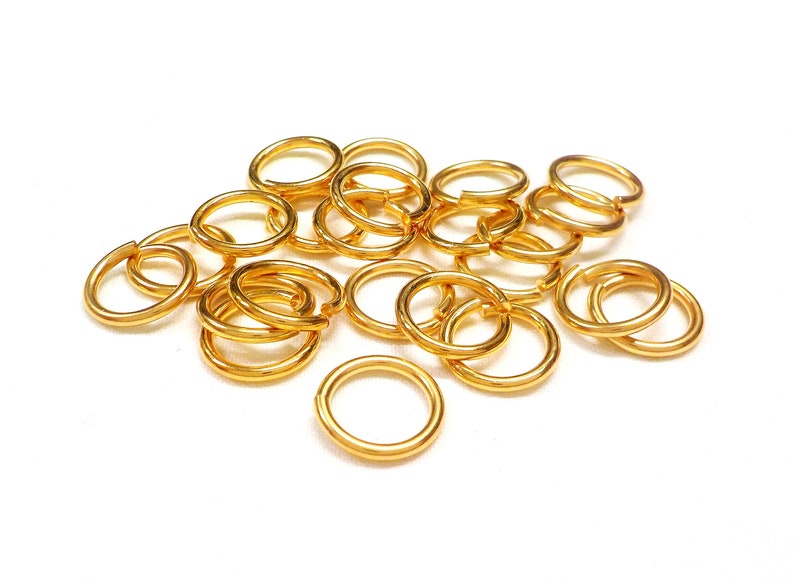 Gold Jump Rings 12mm x 9mm x 1.5mm 6 pieces 15 Gauge Non Tarnish Gold Plated over Brass High Quality Big Jump Rings