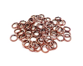 Copper Plated Brass Jump Rings 6.5mm x 4.5mm x 1mm, 18 Gauge, High Quality Jump Rings Non Tarnish - 30 pieces