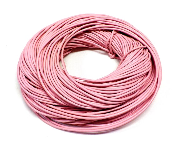 2mm pink color round leather cord